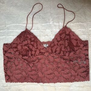 FREE PEOPLE Lace Bralette in Rust Red